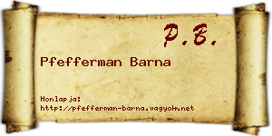 Pfefferman Barna névjegykártya